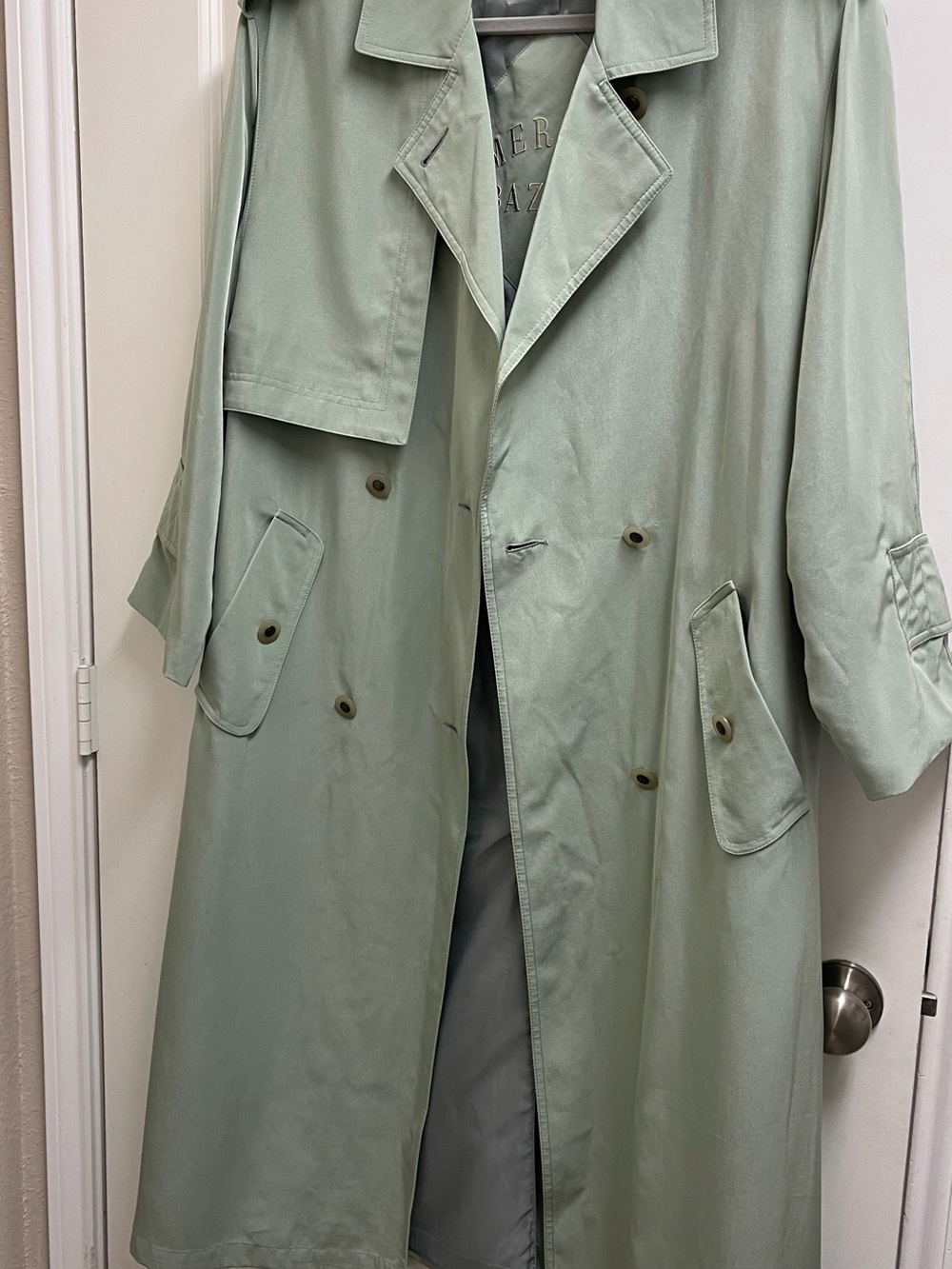 Women's Double-Breasted Trench Coat in Sage Green Made in Malaysia